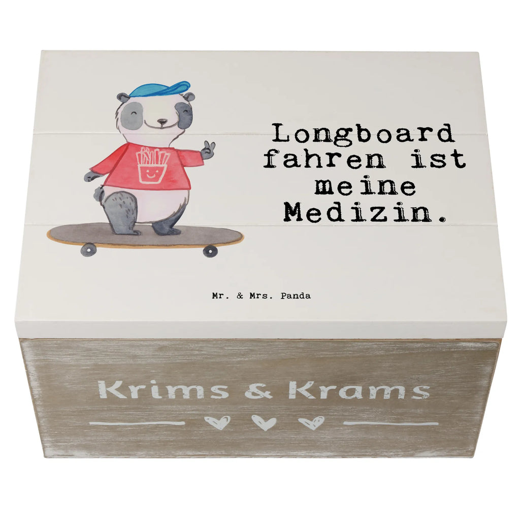 Holzkiste Panda Longboard fahren Holzkiste, Kiste, Schatzkiste, Truhe, Schatulle, XXL, Erinnerungsbox, Erinnerungskiste, Dekokiste, Aufbewahrungsbox, Geschenkbox, Geschenkdose, Geschenk, Sport, Sportart, Hobby, Schenken, Danke, Dankeschön, Auszeichnung, Gewinn, Sportler, Longboard fahren, Skaten, Rollbrettfahren, Longboardfahren, Roller Skaten, Skateboard fahren, Stunts