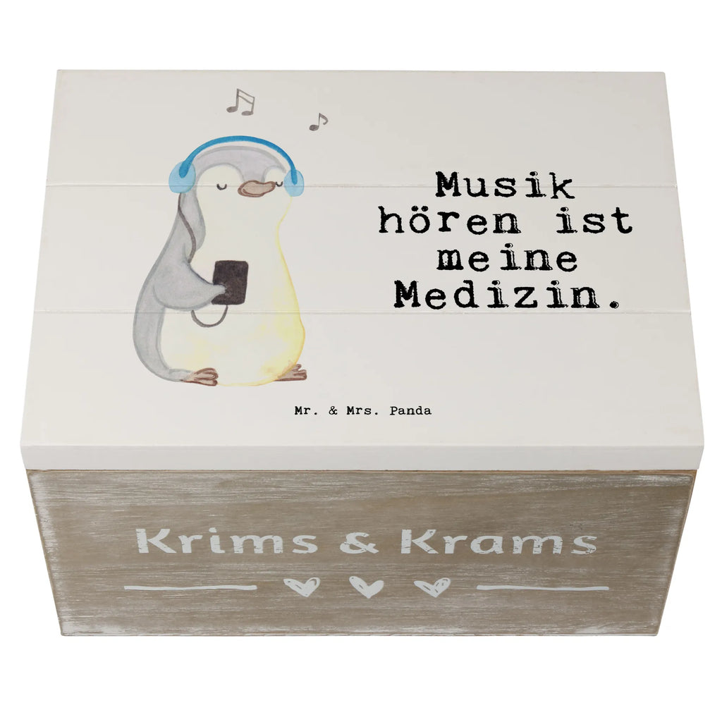 Holzkiste Pinguin Musik hören Holzkiste, Kiste, Schatzkiste, Truhe, Schatulle, XXL, Erinnerungsbox, Erinnerungskiste, Dekokiste, Aufbewahrungsbox, Geschenkbox, Geschenkdose, Geschenk, Sport, Sportart, Hobby, Schenken, Danke, Dankeschön, Auszeichnung, Gewinn, Sportler, Musik hören, Lieblingssong