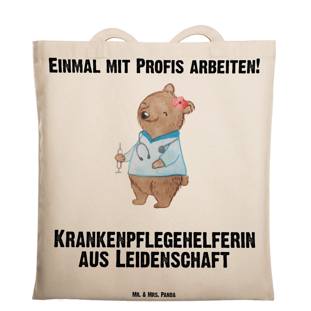 Tragetasche Krankenpflegehelferin aus Leidenschaft Beuteltasche, Beutel, Einkaufstasche, Jutebeutel, Stoffbeutel, Tasche, Shopper, Umhängetasche, Strandtasche, Schultertasche, Stofftasche, Tragetasche, Badetasche, Jutetasche, Einkaufstüte, Laptoptasche, Beruf, Ausbildung, Jubiläum, Abschied, Rente, Kollege, Kollegin, Geschenk, Schenken, Arbeitskollege, Mitarbeiter, Firma, Danke, Dankeschön, Krankenpflegehelferin, Pflegehelferin, Pflegekraft