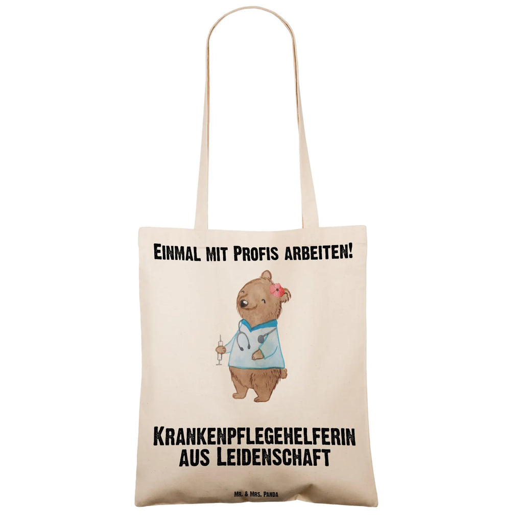 Tragetasche Krankenpflegehelferin aus Leidenschaft Beuteltasche, Beutel, Einkaufstasche, Jutebeutel, Stoffbeutel, Tasche, Shopper, Umhängetasche, Strandtasche, Schultertasche, Stofftasche, Tragetasche, Badetasche, Jutetasche, Einkaufstüte, Laptoptasche, Beruf, Ausbildung, Jubiläum, Abschied, Rente, Kollege, Kollegin, Geschenk, Schenken, Arbeitskollege, Mitarbeiter, Firma, Danke, Dankeschön, Krankenpflegehelferin, Pflegehelferin, Pflegekraft