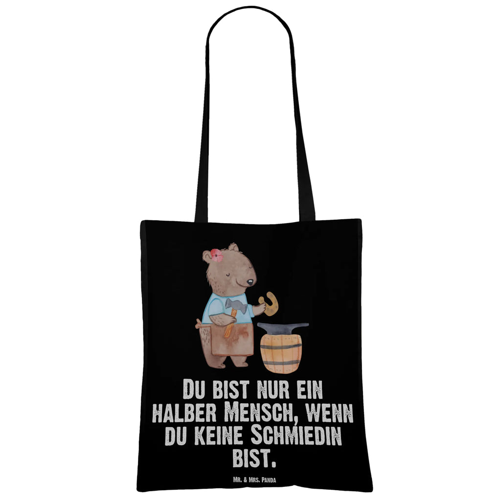 Tragetasche Schmiedin mit Herz Beuteltasche, Beutel, Einkaufstasche, Jutebeutel, Stoffbeutel, Tasche, Shopper, Umhängetasche, Strandtasche, Schultertasche, Stofftasche, Tragetasche, Badetasche, Jutetasche, Einkaufstüte, Laptoptasche, Beruf, Ausbildung, Jubiläum, Abschied, Rente, Kollege, Kollegin, Geschenk, Schenken, Arbeitskollege, Mitarbeiter, Firma, Danke, Dankeschön