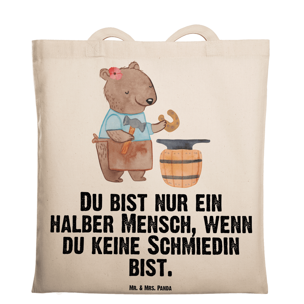 Tragetasche Schmiedin mit Herz Beuteltasche, Beutel, Einkaufstasche, Jutebeutel, Stoffbeutel, Tasche, Shopper, Umhängetasche, Strandtasche, Schultertasche, Stofftasche, Tragetasche, Badetasche, Jutetasche, Einkaufstüte, Laptoptasche, Beruf, Ausbildung, Jubiläum, Abschied, Rente, Kollege, Kollegin, Geschenk, Schenken, Arbeitskollege, Mitarbeiter, Firma, Danke, Dankeschön