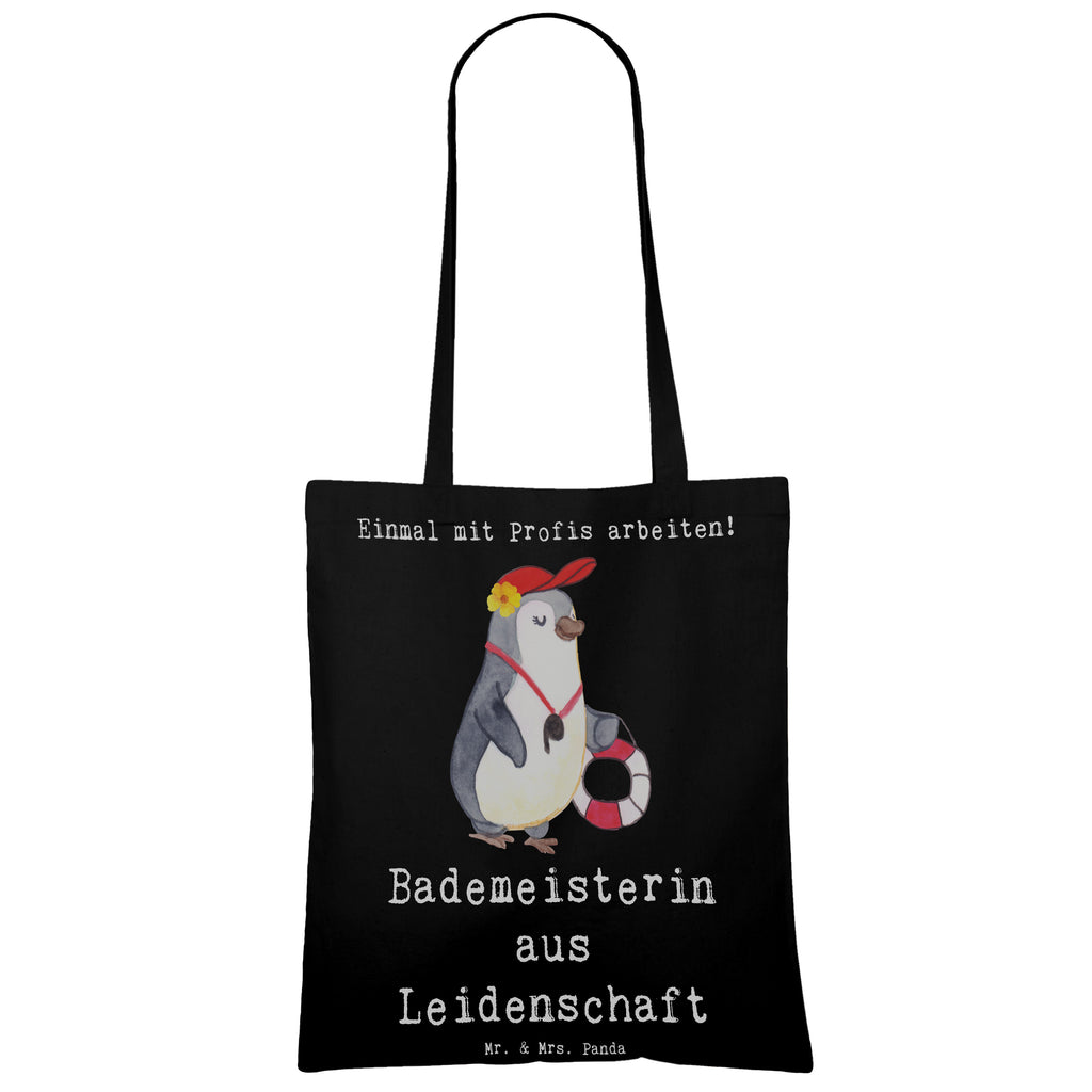 Tragetasche Bademeisterin aus Leidenschaft Beuteltasche, Beutel, Einkaufstasche, Jutebeutel, Stoffbeutel, Tasche, Shopper, Umhängetasche, Strandtasche, Schultertasche, Stofftasche, Tragetasche, Badetasche, Jutetasche, Einkaufstüte, Laptoptasche, Beruf, Ausbildung, Jubiläum, Abschied, Rente, Kollege, Kollegin, Geschenk, Schenken, Arbeitskollege, Mitarbeiter, Firma, Danke, Dankeschön, Bademeisterin, Rettungsschwimmerin, Schwimmmeisterin, Schwimmbad, Freibad, Badeanstalt, Schwimmverein, Schwimmschule