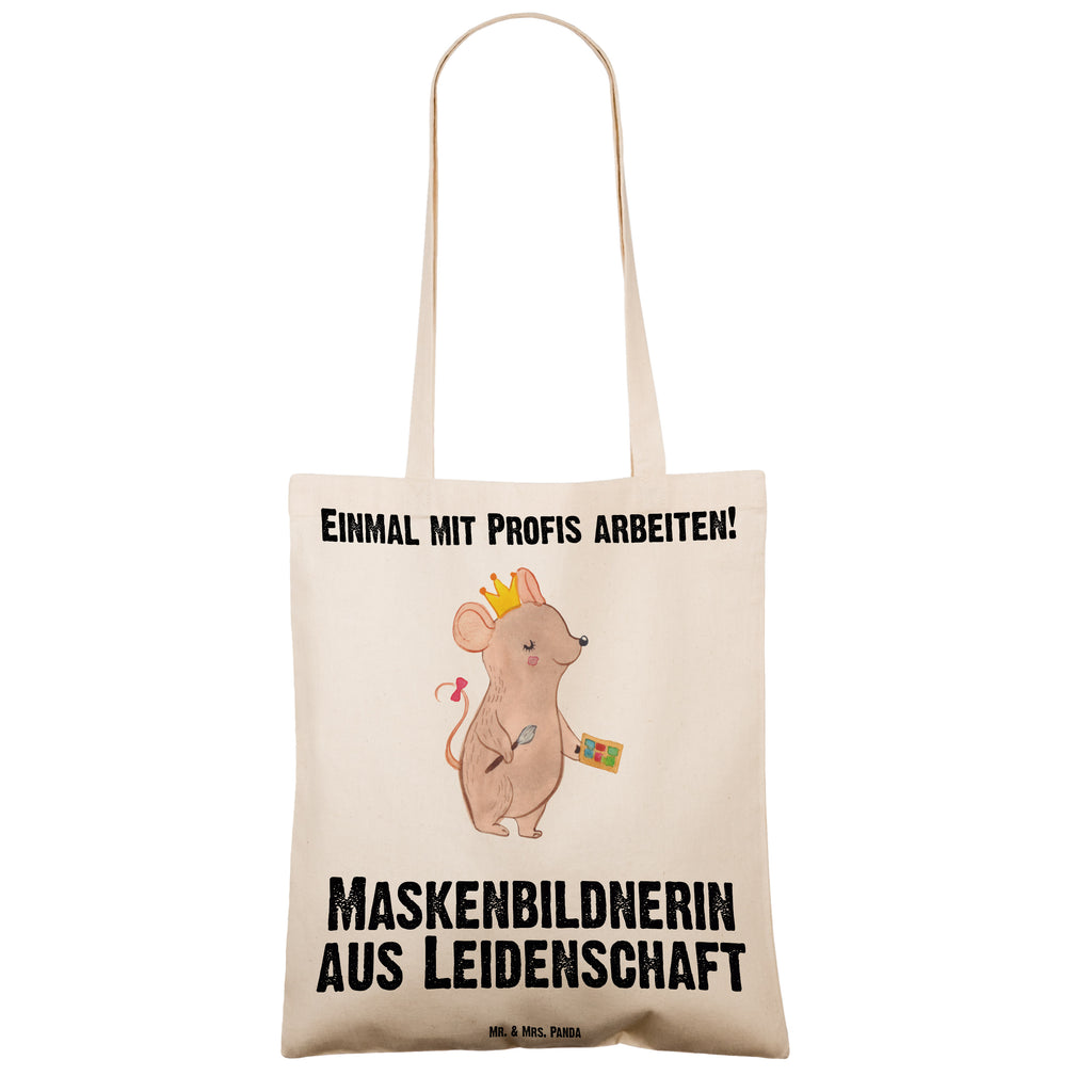 Tragetasche Maskenbildnerin aus Leidenschaft Beuteltasche, Beutel, Einkaufstasche, Jutebeutel, Stoffbeutel, Tasche, Shopper, Umhängetasche, Strandtasche, Schultertasche, Stofftasche, Tragetasche, Badetasche, Jutetasche, Einkaufstüte, Laptoptasche, Beruf, Ausbildung, Jubiläum, Abschied, Rente, Kollege, Kollegin, Geschenk, Schenken, Arbeitskollege, Mitarbeiter, Firma, Danke, Dankeschön, Kosmetikerin, Make Up Artist, Maskenbildnerin, Visagistin, Beauty Salon, Kosmetikstudio, Eröffnung