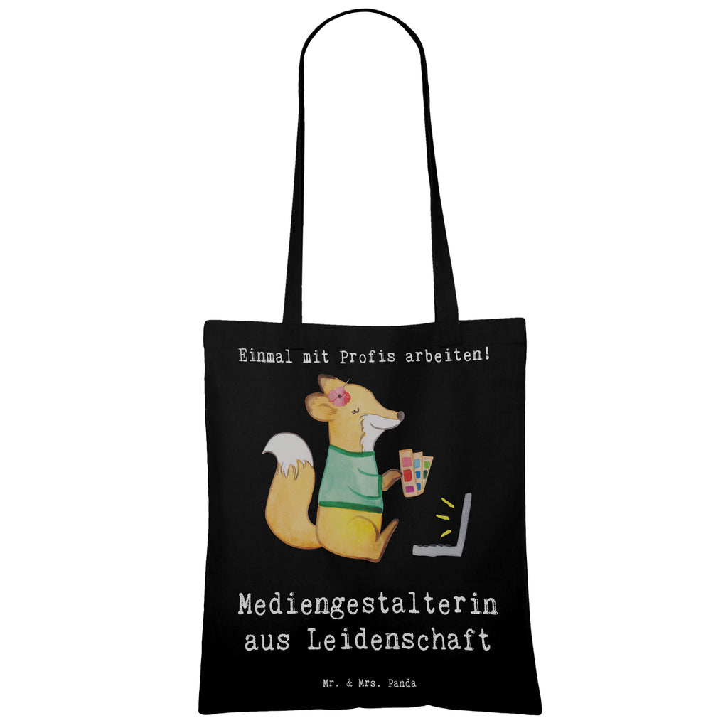 Tragetasche Mediengestalterin aus Leidenschaft Beuteltasche, Beutel, Einkaufstasche, Jutebeutel, Stoffbeutel, Tasche, Shopper, Umhängetasche, Strandtasche, Schultertasche, Stofftasche, Tragetasche, Badetasche, Jutetasche, Einkaufstüte, Laptoptasche, Beruf, Ausbildung, Jubiläum, Abschied, Rente, Kollege, Kollegin, Geschenk, Schenken, Arbeitskollege, Mitarbeiter, Firma, Danke, Dankeschön, Grafikerin, Designer, Mediengestalter, Grafikdesignerin