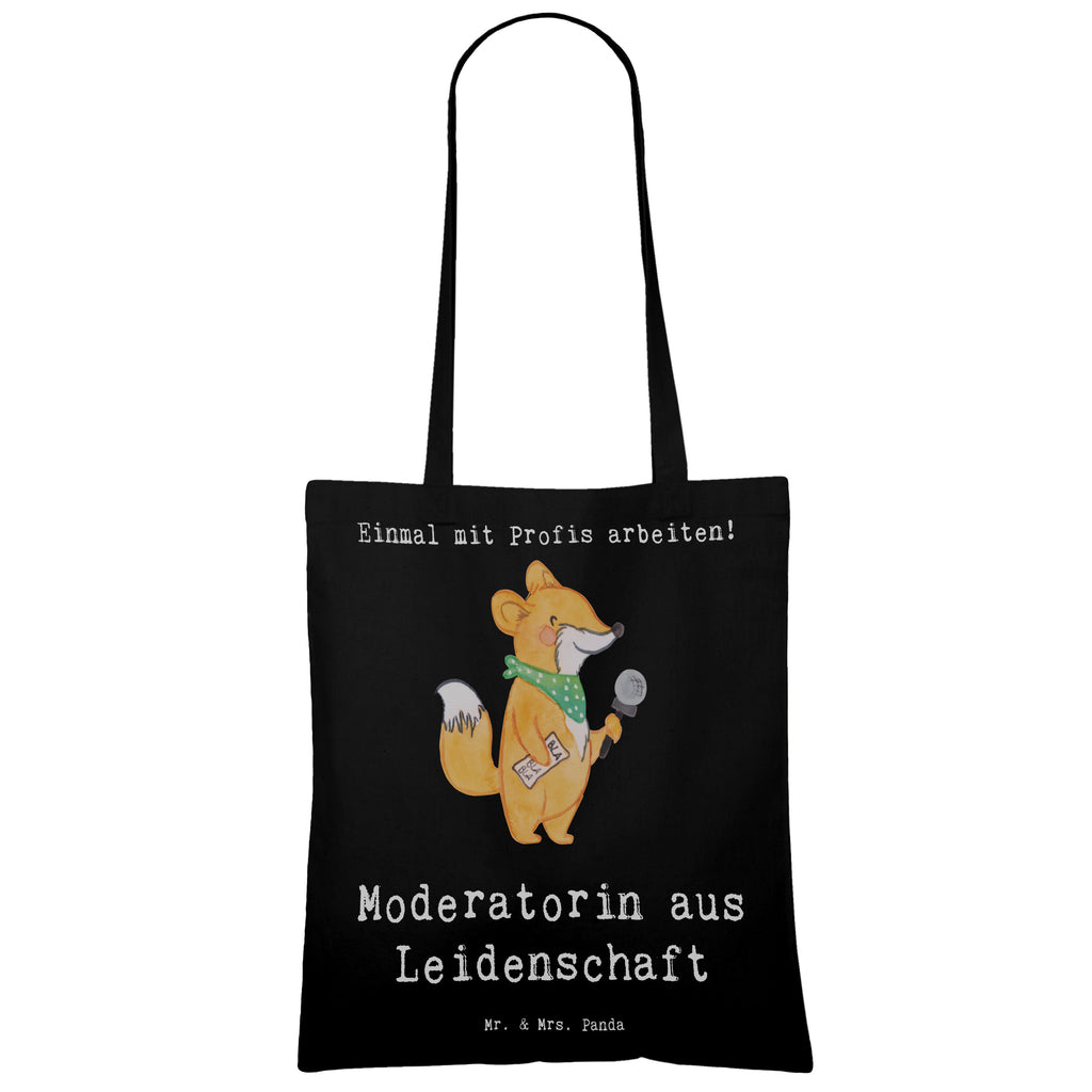 Tragetasche Moderatorin aus Leidenschaft Beuteltasche, Beutel, Einkaufstasche, Jutebeutel, Stoffbeutel, Tasche, Shopper, Umhängetasche, Strandtasche, Schultertasche, Stofftasche, Tragetasche, Badetasche, Jutetasche, Einkaufstüte, Laptoptasche, Beruf, Ausbildung, Jubiläum, Abschied, Rente, Kollege, Kollegin, Geschenk, Schenken, Arbeitskollege, Mitarbeiter, Firma, Danke, Dankeschön