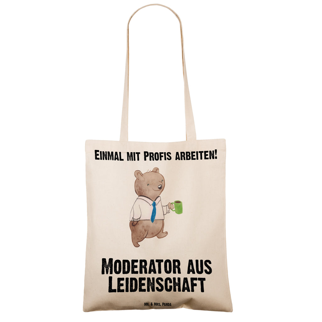 Tragetasche Moderator aus Leidenschaft Beuteltasche, Beutel, Einkaufstasche, Jutebeutel, Stoffbeutel, Tasche, Shopper, Umhängetasche, Strandtasche, Schultertasche, Stofftasche, Tragetasche, Badetasche, Jutetasche, Einkaufstüte, Laptoptasche, Beruf, Ausbildung, Jubiläum, Abschied, Rente, Kollege, Kollegin, Geschenk, Schenken, Arbeitskollege, Mitarbeiter, Firma, Danke, Dankeschön