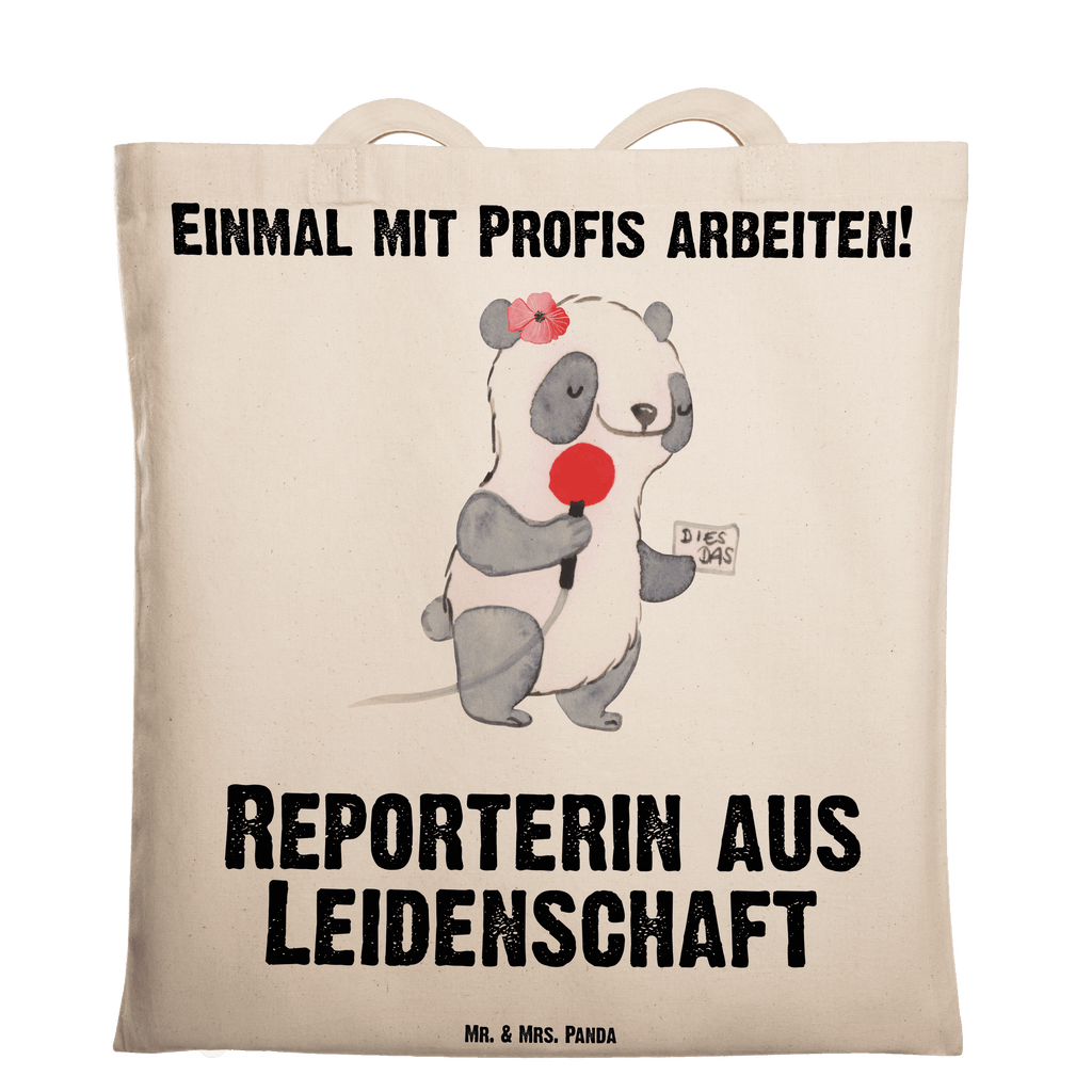 Tragetasche Reporterin aus Leidenschaft Beuteltasche, Beutel, Einkaufstasche, Jutebeutel, Stoffbeutel, Tasche, Shopper, Umhängetasche, Strandtasche, Schultertasche, Stofftasche, Tragetasche, Badetasche, Jutetasche, Einkaufstüte, Laptoptasche, Beruf, Ausbildung, Jubiläum, Abschied, Rente, Kollege, Kollegin, Geschenk, Schenken, Arbeitskollege, Mitarbeiter, Firma, Danke, Dankeschön