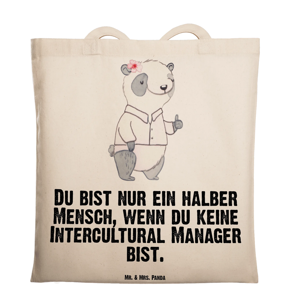 Tragetasche Intercultural Manager mit Herz Beuteltasche, Beutel, Einkaufstasche, Jutebeutel, Stoffbeutel, Tasche, Shopper, Umhängetasche, Strandtasche, Schultertasche, Stofftasche, Tragetasche, Badetasche, Jutetasche, Einkaufstüte, Laptoptasche, Beruf, Ausbildung, Jubiläum, Abschied, Rente, Kollege, Kollegin, Geschenk, Schenken, Arbeitskollege, Mitarbeiter, Firma, Danke, Dankeschön