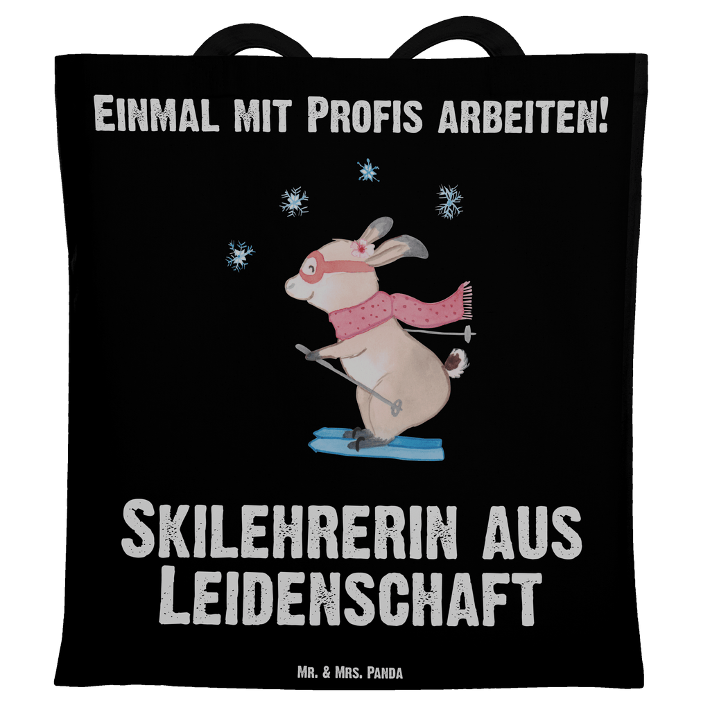 Tragetasche Skilehrerin aus Leidenschaft Beuteltasche, Beutel, Einkaufstasche, Jutebeutel, Stoffbeutel, Tasche, Shopper, Umhängetasche, Strandtasche, Schultertasche, Stofftasche, Tragetasche, Badetasche, Jutetasche, Einkaufstüte, Laptoptasche, Beruf, Ausbildung, Jubiläum, Abschied, Rente, Kollege, Kollegin, Geschenk, Schenken, Arbeitskollege, Mitarbeiter, Firma, Danke, Dankeschön