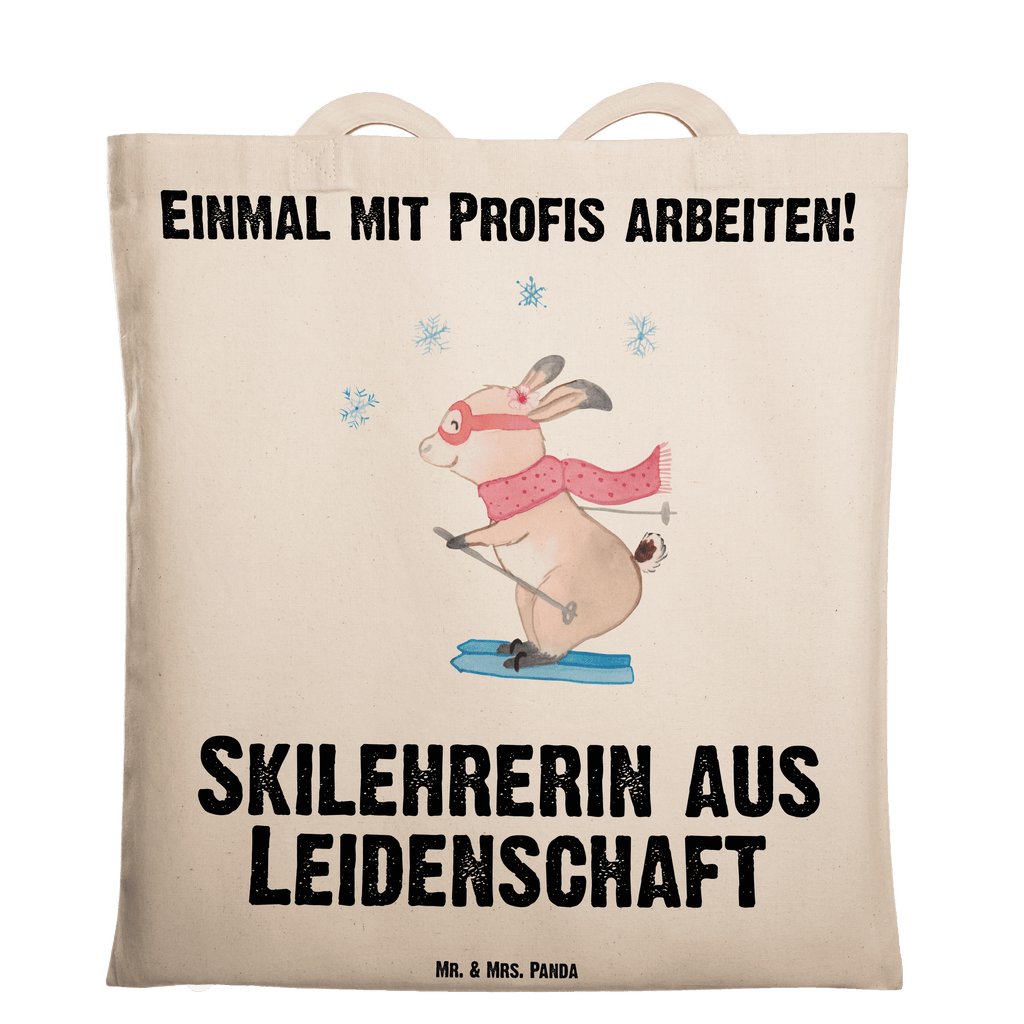 Tragetasche Skilehrerin aus Leidenschaft Beuteltasche, Beutel, Einkaufstasche, Jutebeutel, Stoffbeutel, Tasche, Shopper, Umhängetasche, Strandtasche, Schultertasche, Stofftasche, Tragetasche, Badetasche, Jutetasche, Einkaufstüte, Laptoptasche, Beruf, Ausbildung, Jubiläum, Abschied, Rente, Kollege, Kollegin, Geschenk, Schenken, Arbeitskollege, Mitarbeiter, Firma, Danke, Dankeschön