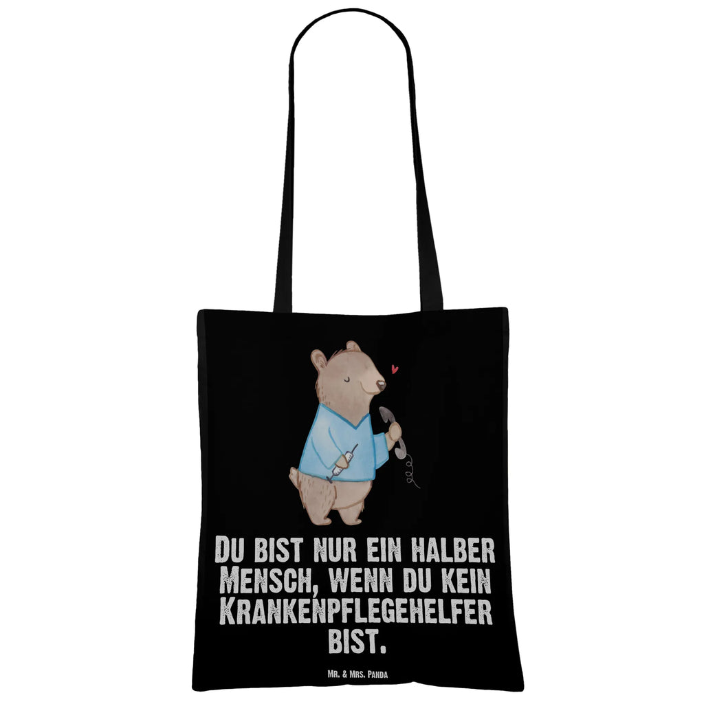 Tragetasche Krankenpflegehelfer mit Herz Beuteltasche, Beutel, Einkaufstasche, Jutebeutel, Stoffbeutel, Tasche, Shopper, Umhängetasche, Strandtasche, Schultertasche, Stofftasche, Tragetasche, Badetasche, Jutetasche, Einkaufstüte, Laptoptasche, Beruf, Ausbildung, Jubiläum, Abschied, Rente, Kollege, Kollegin, Geschenk, Schenken, Arbeitskollege, Mitarbeiter, Firma, Danke, Dankeschön, Krankenpflegehelfer, Pflegehelfer, Pflegekraft