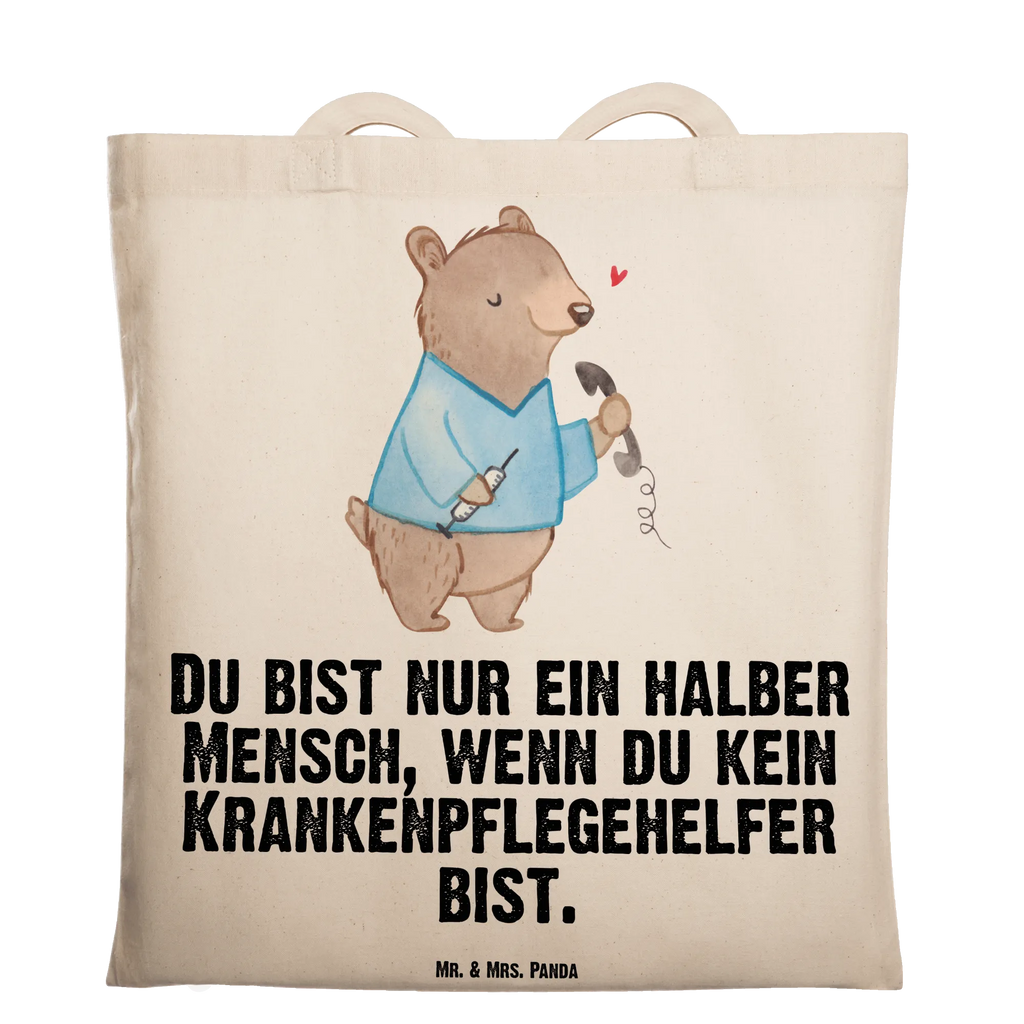 Tragetasche Krankenpflegehelfer mit Herz Beuteltasche, Beutel, Einkaufstasche, Jutebeutel, Stoffbeutel, Tasche, Shopper, Umhängetasche, Strandtasche, Schultertasche, Stofftasche, Tragetasche, Badetasche, Jutetasche, Einkaufstüte, Laptoptasche, Beruf, Ausbildung, Jubiläum, Abschied, Rente, Kollege, Kollegin, Geschenk, Schenken, Arbeitskollege, Mitarbeiter, Firma, Danke, Dankeschön, Krankenpflegehelfer, Pflegehelfer, Pflegekraft