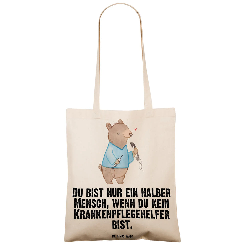 Tragetasche Krankenpflegehelfer mit Herz Beuteltasche, Beutel, Einkaufstasche, Jutebeutel, Stoffbeutel, Tasche, Shopper, Umhängetasche, Strandtasche, Schultertasche, Stofftasche, Tragetasche, Badetasche, Jutetasche, Einkaufstüte, Laptoptasche, Beruf, Ausbildung, Jubiläum, Abschied, Rente, Kollege, Kollegin, Geschenk, Schenken, Arbeitskollege, Mitarbeiter, Firma, Danke, Dankeschön, Krankenpflegehelfer, Pflegehelfer, Pflegekraft