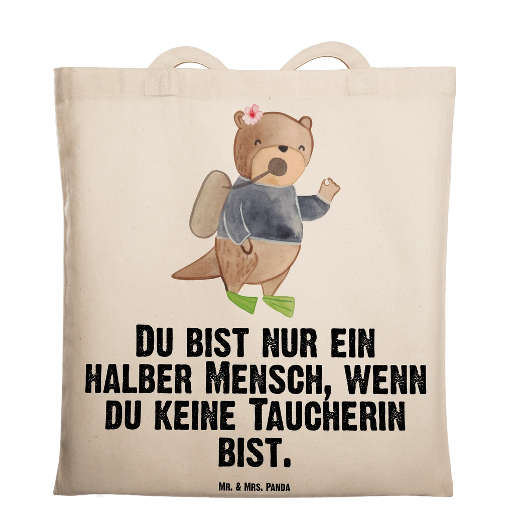 Tragetasche Taucherin mit Herz Beuteltasche, Beutel, Einkaufstasche, Jutebeutel, Stoffbeutel, Tasche, Shopper, Umhängetasche, Strandtasche, Schultertasche, Stofftasche, Tragetasche, Badetasche, Jutetasche, Einkaufstüte, Laptoptasche, Beruf, Ausbildung, Jubiläum, Abschied, Rente, Kollege, Kollegin, Geschenk, Schenken, Arbeitskollege, Mitarbeiter, Firma, Danke, Dankeschön