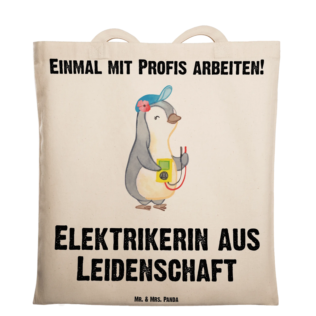 Tragetasche Elektrikerin aus Leidenschaft Beuteltasche, Beutel, Einkaufstasche, Jutebeutel, Stoffbeutel, Tasche, Shopper, Umhängetasche, Strandtasche, Schultertasche, Stofftasche, Tragetasche, Badetasche, Jutetasche, Einkaufstüte, Laptoptasche, Beruf, Ausbildung, Jubiläum, Abschied, Rente, Kollege, Kollegin, Geschenk, Schenken, Arbeitskollege, Mitarbeiter, Firma, Danke, Dankeschön, Elektrikerin, Elektronmonteurin, Elektrotechnikerin, Elektroinstallateurin, Elektromeisterin, Gesellenprüfung