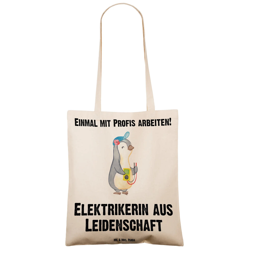 Tragetasche Elektrikerin aus Leidenschaft Beuteltasche, Beutel, Einkaufstasche, Jutebeutel, Stoffbeutel, Tasche, Shopper, Umhängetasche, Strandtasche, Schultertasche, Stofftasche, Tragetasche, Badetasche, Jutetasche, Einkaufstüte, Laptoptasche, Beruf, Ausbildung, Jubiläum, Abschied, Rente, Kollege, Kollegin, Geschenk, Schenken, Arbeitskollege, Mitarbeiter, Firma, Danke, Dankeschön, Elektrikerin, Elektronmonteurin, Elektrotechnikerin, Elektroinstallateurin, Elektromeisterin, Gesellenprüfung