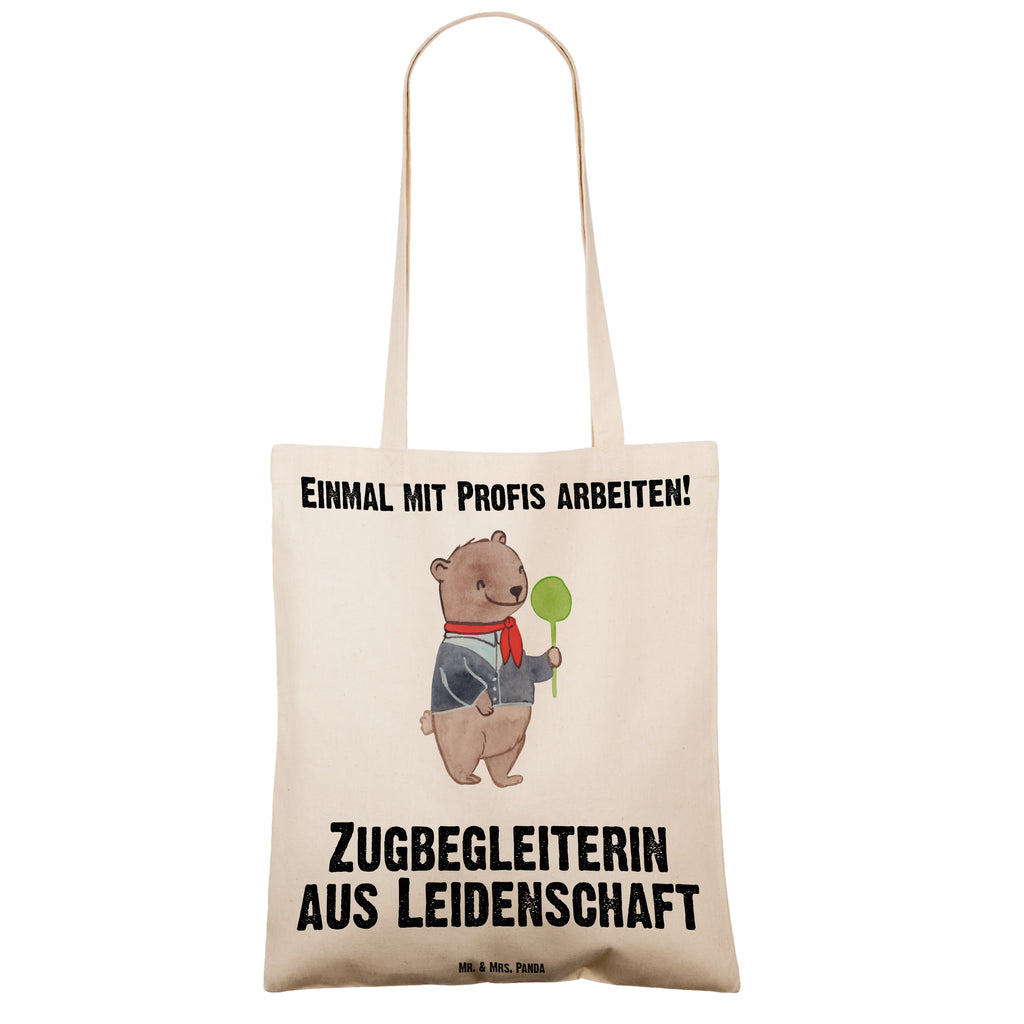 Tragetasche Zugbegleiterin aus Leidenschaft Beuteltasche, Beutel, Einkaufstasche, Jutebeutel, Stoffbeutel, Tasche, Shopper, Umhängetasche, Strandtasche, Schultertasche, Stofftasche, Tragetasche, Badetasche, Jutetasche, Einkaufstüte, Laptoptasche, Beruf, Ausbildung, Jubiläum, Abschied, Rente, Kollege, Kollegin, Geschenk, Schenken, Arbeitskollege, Mitarbeiter, Firma, Danke, Dankeschön