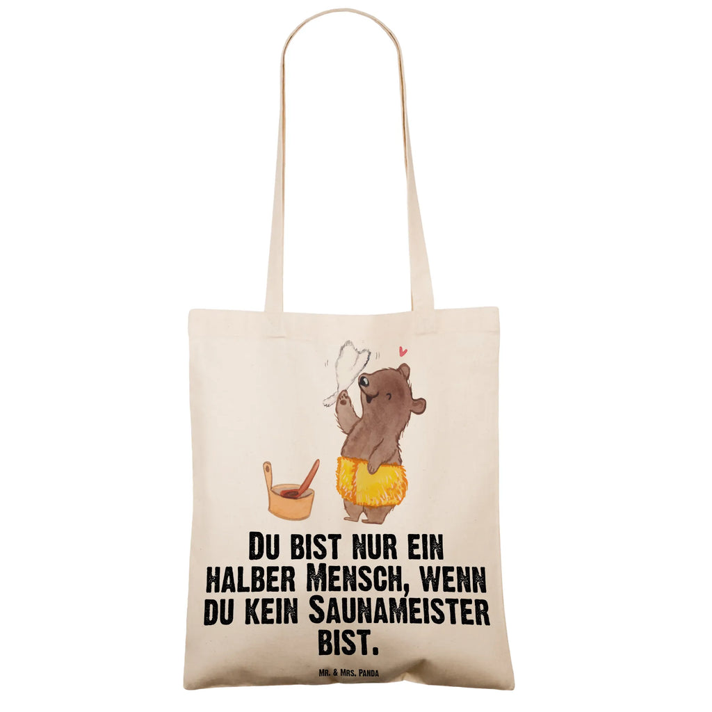 Tragetasche Saunameister mit Herz Beuteltasche, Beutel, Einkaufstasche, Jutebeutel, Stoffbeutel, Tasche, Shopper, Umhängetasche, Strandtasche, Schultertasche, Stofftasche, Tragetasche, Badetasche, Jutetasche, Einkaufstüte, Laptoptasche, Beruf, Ausbildung, Jubiläum, Abschied, Rente, Kollege, Kollegin, Geschenk, Schenken, Arbeitskollege, Mitarbeiter, Firma, Danke, Dankeschön