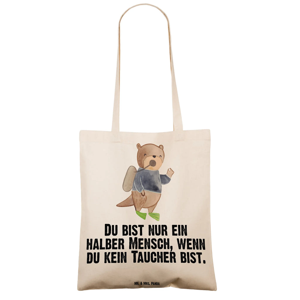 Tragetasche Taucher mit Herz Beuteltasche, Beutel, Einkaufstasche, Jutebeutel, Stoffbeutel, Tasche, Shopper, Umhängetasche, Strandtasche, Schultertasche, Stofftasche, Tragetasche, Badetasche, Jutetasche, Einkaufstüte, Laptoptasche, Beruf, Ausbildung, Jubiläum, Abschied, Rente, Kollege, Kollegin, Geschenk, Schenken, Arbeitskollege, Mitarbeiter, Firma, Danke, Dankeschön