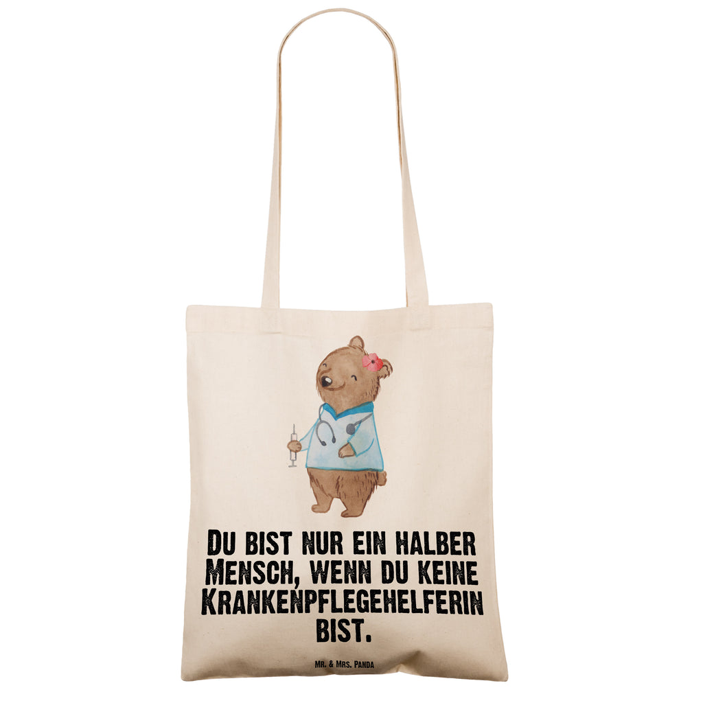 Tragetasche Krankenpflegehelferin mit Herz Beuteltasche, Beutel, Einkaufstasche, Jutebeutel, Stoffbeutel, Tasche, Shopper, Umhängetasche, Strandtasche, Schultertasche, Stofftasche, Tragetasche, Badetasche, Jutetasche, Einkaufstüte, Laptoptasche, Beruf, Ausbildung, Jubiläum, Abschied, Rente, Kollege, Kollegin, Geschenk, Schenken, Arbeitskollege, Mitarbeiter, Firma, Danke, Dankeschön, Krankenpflegehelferin, Pflegehelferin, Pflegekraft