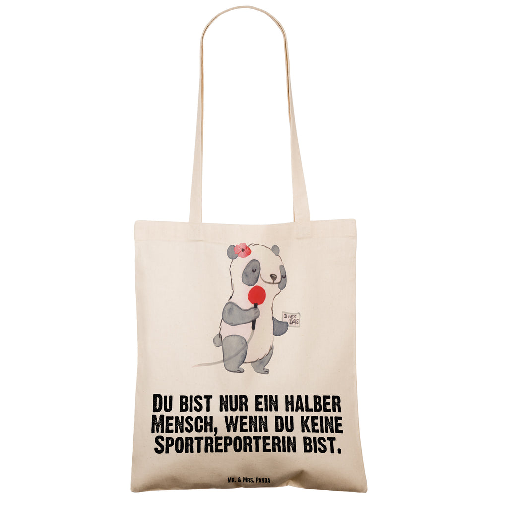 Tragetasche Sportreporterin mit Herz Beuteltasche, Beutel, Einkaufstasche, Jutebeutel, Stoffbeutel, Tasche, Shopper, Umhängetasche, Strandtasche, Schultertasche, Stofftasche, Tragetasche, Badetasche, Jutetasche, Einkaufstüte, Laptoptasche, Beruf, Ausbildung, Jubiläum, Abschied, Rente, Kollege, Kollegin, Geschenk, Schenken, Arbeitskollege, Mitarbeiter, Firma, Danke, Dankeschön