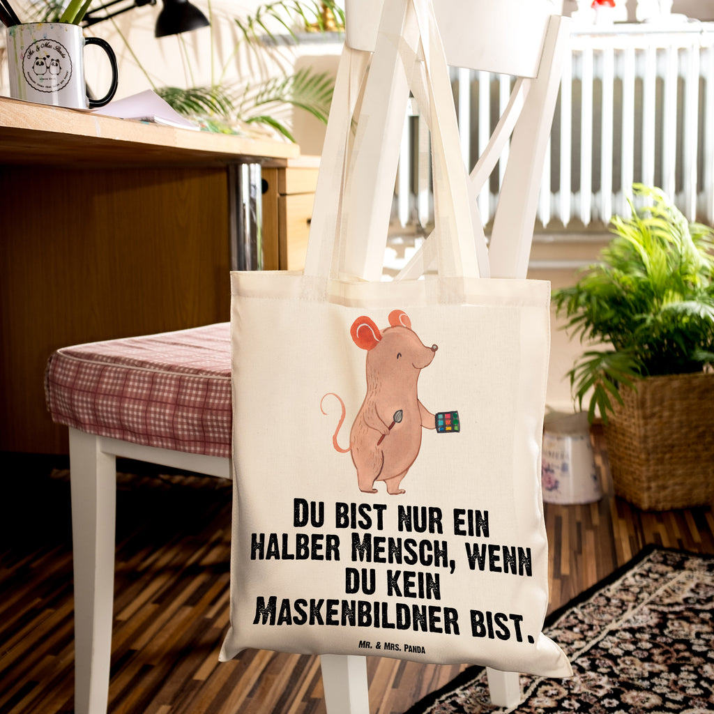 Tragetasche Maskenbildner mit Herz Beuteltasche, Beutel, Einkaufstasche, Jutebeutel, Stoffbeutel, Tasche, Shopper, Umhängetasche, Strandtasche, Schultertasche, Stofftasche, Tragetasche, Badetasche, Jutetasche, Einkaufstüte, Laptoptasche, Beruf, Ausbildung, Jubiläum, Abschied, Rente, Kollege, Kollegin, Geschenk, Schenken, Arbeitskollege, Mitarbeiter, Firma, Danke, Dankeschön, Kosmetiker, Make Up Artist, Maskenbildner, Visagist, Beauty Salon, Kosmetikstudio, Eröffnung