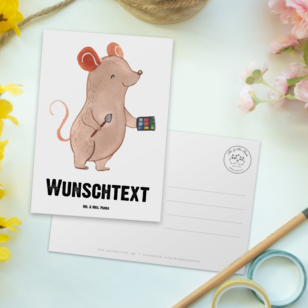 Personalisierte Postkarte Visagist mit Herz Postkarte mit Namen, Postkarte bedrucken, Postkarte mit Wunschtext, Postkarte personalisierbar, Geschenkkarte mit Namen, Grußkarte mit Namen, Karte mit Namen, Einladung mit Namen, Ansichtskarte mit Namen, Geschenkkarte mit Wunschtext, Grußkarte mit Wunschtext, Karte mit Wunschtext, Einladung mit Wunschtext, Ansichtskarte mit Wunschtext, Beruf, Ausbildung, Jubiläum, Abschied, Rente, Kollege, Kollegin, Geschenk, Schenken, Arbeitskollege, Mitarbeiter, Firma, Danke, Dankeschön, Kosmetiker, Make Up Artist, Maskenbildner, Visagist, Beauty Salon, Kosmetikstudio, Eröffnung