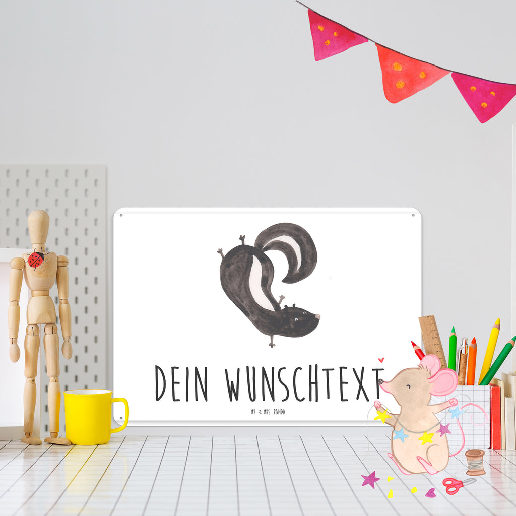 Personalisiertes Blechschild Stinktier Handstand Blechschild, Metallschild, Geschenk Schild, Schild, Magnet-Metall-Schild, Deko Schild, Wandschild, Wand-Dekoration, Türschild, Stinktier, Skunk, Wildtier, Raubtier, Stinker, Stinki, Spielplatz, verpielt, Kind