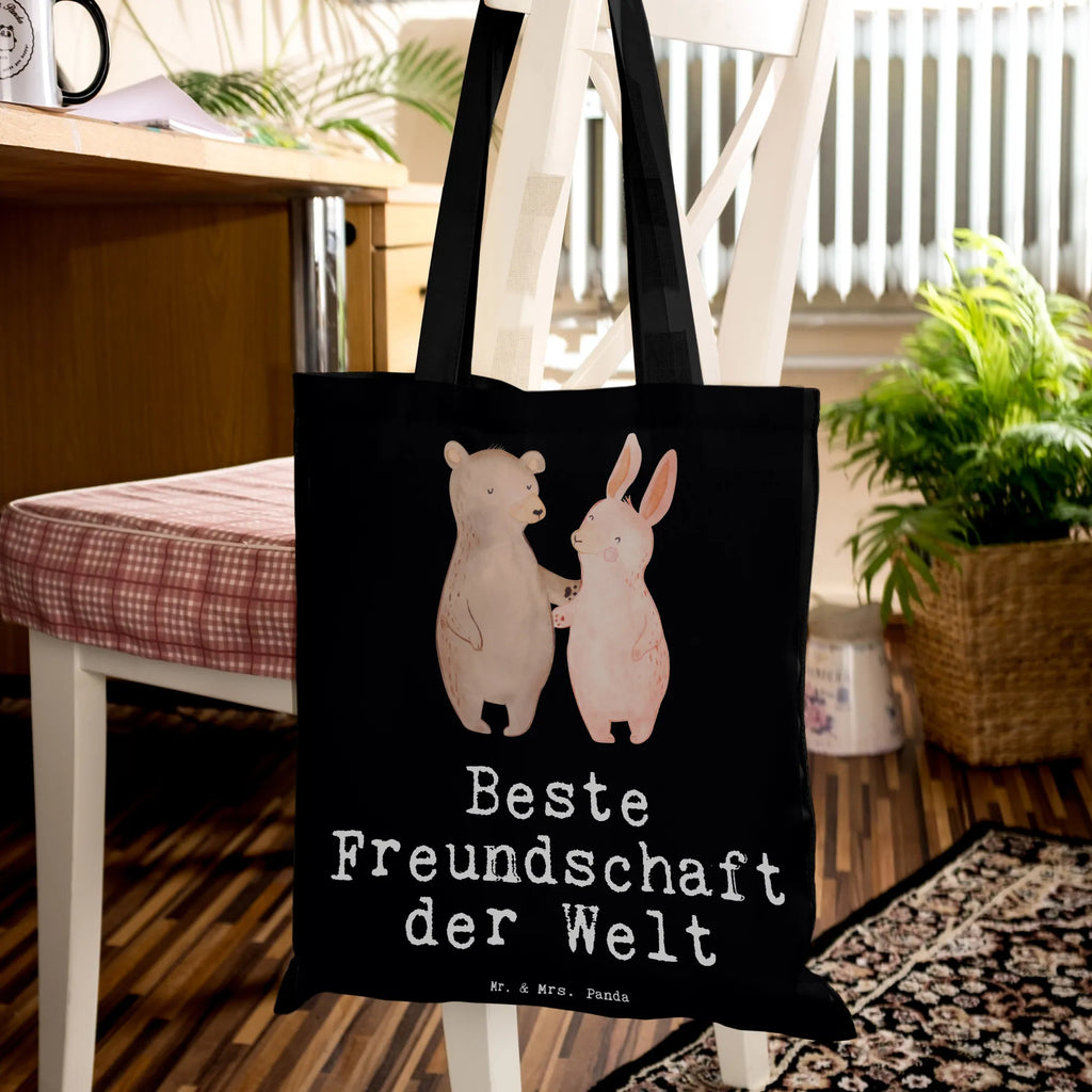 Tragetasche Hase Beste Freundschaft der Welt Beuteltasche, Beutel, Einkaufstasche, Jutebeutel, Stoffbeutel, Tasche, Shopper, Umhängetasche, Strandtasche, Schultertasche, Stofftasche, Tragetasche, Badetasche, Jutetasche, Einkaufstüte, Laptoptasche, für, Dankeschön, Geschenk, Schenken, Geburtstag, Geburtstagsgeschenk, Geschenkidee, Danke, Bedanken, Mitbringsel, Freude machen, Geschenktipp, Freundschaft, Freunde, Freunde fürs Leben, best friends, Freundin, Freund, Clique, Kumpel, bae, bff