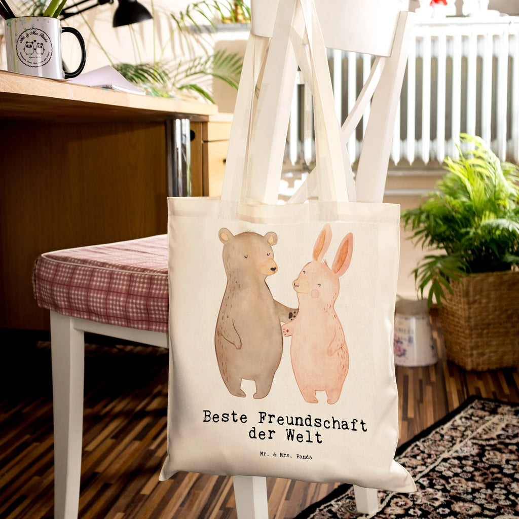 Tragetasche Hase Beste Freundschaft der Welt Beuteltasche, Beutel, Einkaufstasche, Jutebeutel, Stoffbeutel, Tasche, Shopper, Umhängetasche, Strandtasche, Schultertasche, Stofftasche, Tragetasche, Badetasche, Jutetasche, Einkaufstüte, Laptoptasche, für, Dankeschön, Geschenk, Schenken, Geburtstag, Geburtstagsgeschenk, Geschenkidee, Danke, Bedanken, Mitbringsel, Freude machen, Geschenktipp, Freundschaft, Freunde, Freunde fürs Leben, best friends, Freundin, Freund, Clique, Kumpel, bae, bff