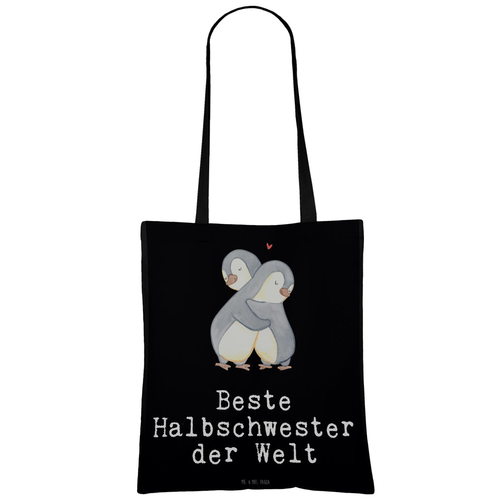 Tragetasche Pinguin Beste Halbschwester der Welt Beuteltasche, Beutel, Einkaufstasche, Jutebeutel, Stoffbeutel, Tasche, Shopper, Umhängetasche, Strandtasche, Schultertasche, Stofftasche, Tragetasche, Badetasche, Jutetasche, Einkaufstüte, Laptoptasche, für, Dankeschön, Geschenk, Schenken, Geburtstag, Geburtstagsgeschenk, Geschenkidee, Danke, Bedanken, Mitbringsel, Freude machen, Geschenktipp, Halbschwester, Stiefschwester, Stiefgeschwister, Schwestern, Schwester, Geschwister, Schwesterherz, Sister, Familie, Kleinigkeit, Beste, Tochter, Liebe, Kinder