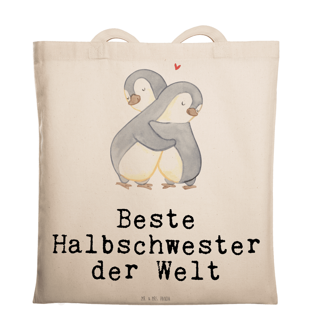 Tragetasche Pinguin Beste Halbschwester der Welt Beuteltasche, Beutel, Einkaufstasche, Jutebeutel, Stoffbeutel, Tasche, Shopper, Umhängetasche, Strandtasche, Schultertasche, Stofftasche, Tragetasche, Badetasche, Jutetasche, Einkaufstüte, Laptoptasche, für, Dankeschön, Geschenk, Schenken, Geburtstag, Geburtstagsgeschenk, Geschenkidee, Danke, Bedanken, Mitbringsel, Freude machen, Geschenktipp, Halbschwester, Stiefschwester, Stiefgeschwister, Schwestern, Schwester, Geschwister, Schwesterherz, Sister, Familie, Kleinigkeit, Beste, Tochter, Liebe, Kinder