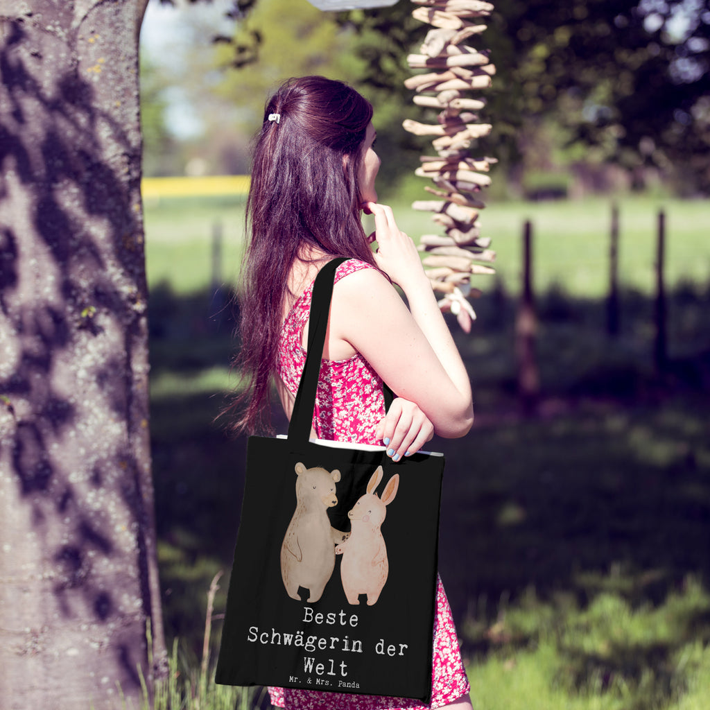 Tragetasche Hase Beste Schwägerin der Welt Beuteltasche, Beutel, Einkaufstasche, Jutebeutel, Stoffbeutel, Tasche, Shopper, Umhängetasche, Strandtasche, Schultertasche, Stofftasche, Tragetasche, Badetasche, Jutetasche, Einkaufstüte, Laptoptasche, für, Dankeschön, Geschenk, Schenken, Geburtstag, Geburtstagsgeschenk, Geschenkidee, Danke, Bedanken, Mitbringsel, Freude machen, Geschenktipp, Mitbewohnerin, WG, Zimmernachbarin, Wohngemeinschaft, WG-Bewohnerin, Zimmerkollegin, Zimmergenossin, Stubenkameradin