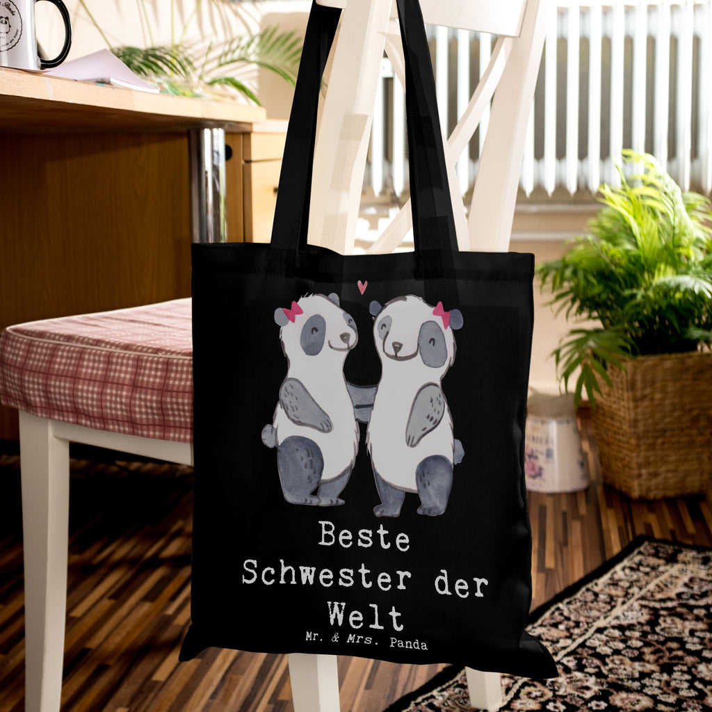 Tragetasche Panda Beste Schwester der Welt Beuteltasche, Beutel, Einkaufstasche, Jutebeutel, Stoffbeutel, Tasche, Shopper, Umhängetasche, Strandtasche, Schultertasche, Stofftasche, Tragetasche, Badetasche, Jutetasche, Einkaufstüte, Laptoptasche, für, Dankeschön, Geschenk, Schenken, Geburtstag, Geburtstagsgeschenk, Geschenkidee, Danke, Bedanken, Mitbringsel, Freude machen, Geschenktipp, Schwestern, Schwester, Geschwister, Schwesterherz, Sister, Familie, Kleinigkeit, Beste, Tochter, Liebe, Kinder