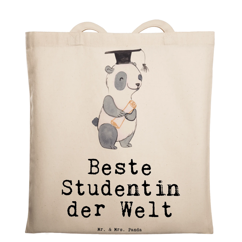 Tragetasche Panda Beste Studentin der Welt Beuteltasche, Beutel, Einkaufstasche, Jutebeutel, Stoffbeutel, Tasche, Shopper, Umhängetasche, Strandtasche, Schultertasche, Stofftasche, Tragetasche, Badetasche, Jutetasche, Einkaufstüte, Laptoptasche, für, Dankeschön, Geschenk, Schenken, Geburtstag, Geburtstagsgeschenk, Geschenkidee, Danke, Bedanken, Mitbringsel, Freude machen, Geschenktipp, Studentin, Studium, Tochter, Spaß, Musterschülerin, lustig, Studienabschluss, witzig, Universität, Abschluss, Alumni, Uni, Studenten, Hochschule