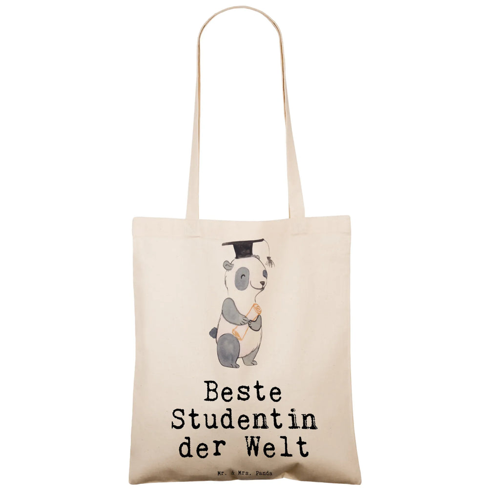 Tragetasche Panda Beste Studentin der Welt Beuteltasche, Beutel, Einkaufstasche, Jutebeutel, Stoffbeutel, Tasche, Shopper, Umhängetasche, Strandtasche, Schultertasche, Stofftasche, Tragetasche, Badetasche, Jutetasche, Einkaufstüte, Laptoptasche, für, Dankeschön, Geschenk, Schenken, Geburtstag, Geburtstagsgeschenk, Geschenkidee, Danke, Bedanken, Mitbringsel, Freude machen, Geschenktipp, Studentin, Studium, Tochter, Spaß, Musterschülerin, lustig, Studienabschluss, witzig, Universität, Abschluss, Alumni, Uni, Studenten, Hochschule