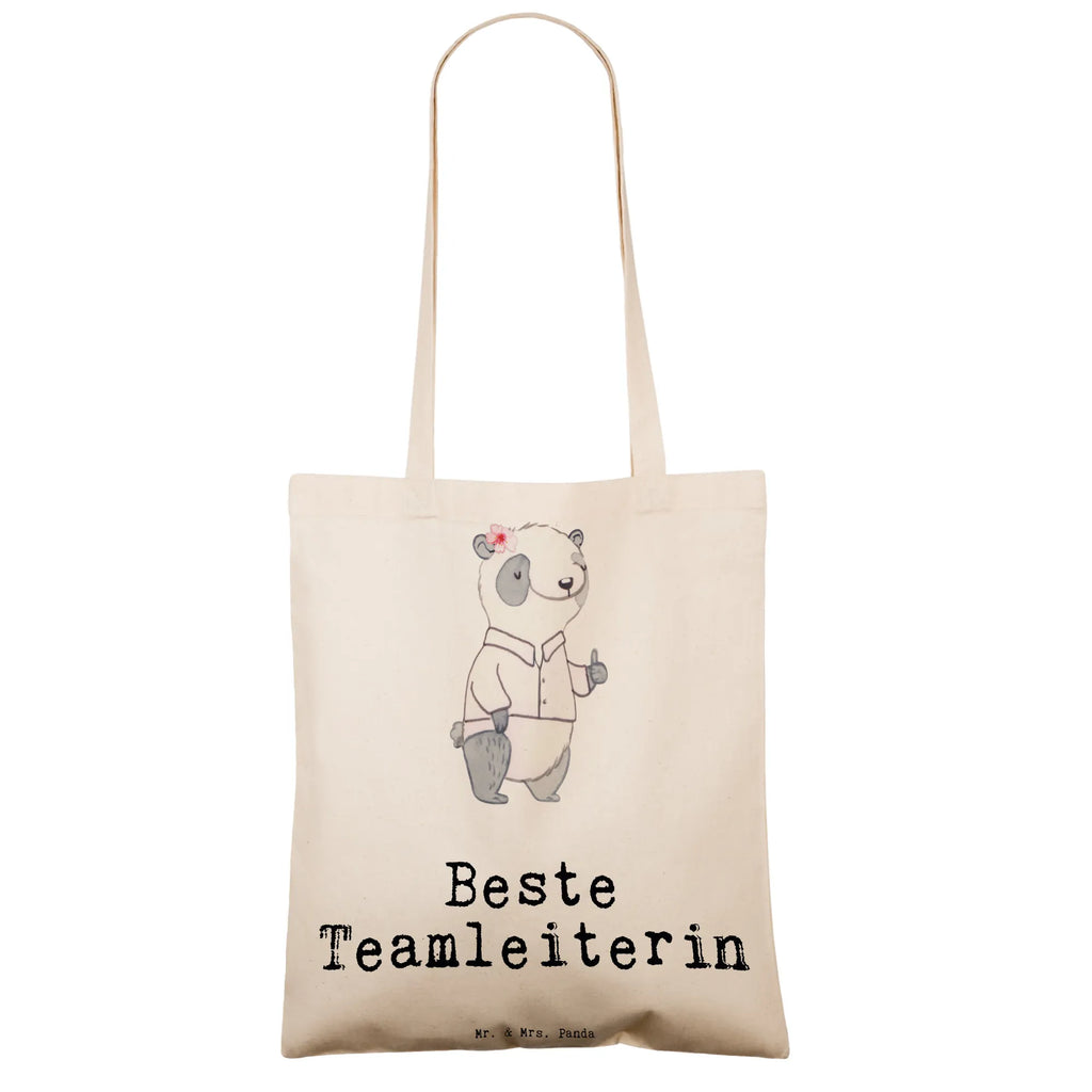 Tragetasche Panda Beste Teamleiterin Beuteltasche, Beutel, Einkaufstasche, Jutebeutel, Stoffbeutel, Tasche, Shopper, Umhängetasche, Strandtasche, Schultertasche, Stofftasche, Tragetasche, Badetasche, Jutetasche, Einkaufstüte, Laptoptasche, für, Dankeschön, Geschenk, Schenken, Geburtstag, Geburtstagsgeschenk, Geschenkidee, Danke, Bedanken, Mitbringsel, Freude machen, Geschenktipp, Teamleiterin, Seminarleiterin, Gruppenleiterin, Leiterin, Kollegin, Chefin, Vorgesetzte, Abschied, Abschiedsgeschenk, Ruhestand