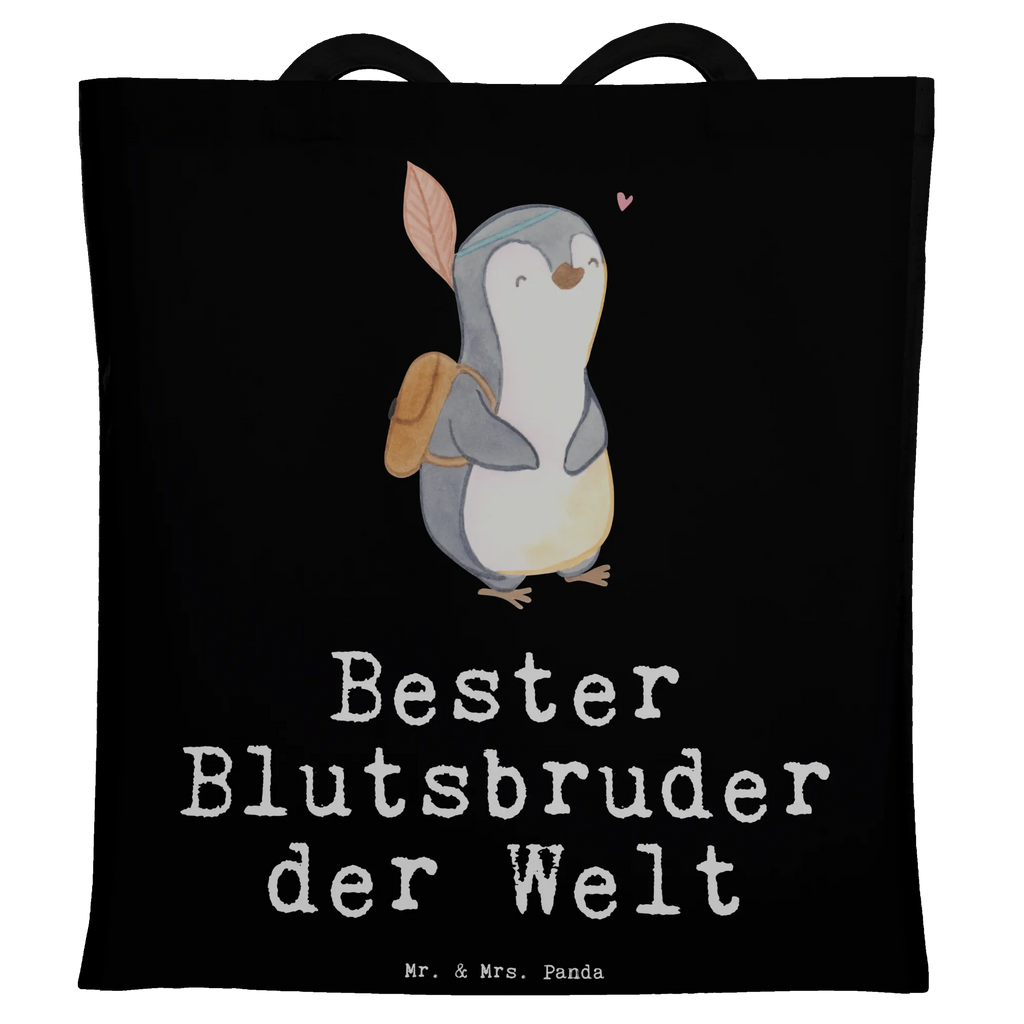 Tragetasche Pinguin Bester Blutsbruder der Welt Beuteltasche, Beutel, Einkaufstasche, Jutebeutel, Stoffbeutel, Tasche, Shopper, Umhängetasche, Strandtasche, Schultertasche, Stofftasche, Tragetasche, Badetasche, Jutetasche, Einkaufstüte, Laptoptasche, für, Dankeschön, Geschenk, Schenken, Geburtstag, Geburtstagsgeschenk, Geschenkidee, Danke, Bedanken, Mitbringsel, Freude machen, Geschenktipp, Blutsbruder, Blutsgeschwister, Freund, Brüder, Geschwister, Bruderherz, Brother, Familie, Kleinigkeit, Bester, Sido