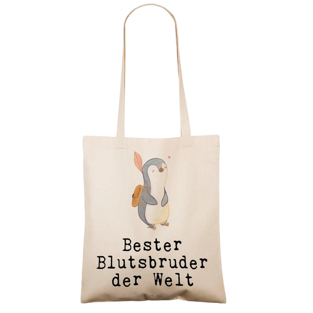 Tragetasche Pinguin Bester Blutsbruder der Welt Beuteltasche, Beutel, Einkaufstasche, Jutebeutel, Stoffbeutel, Tasche, Shopper, Umhängetasche, Strandtasche, Schultertasche, Stofftasche, Tragetasche, Badetasche, Jutetasche, Einkaufstüte, Laptoptasche, für, Dankeschön, Geschenk, Schenken, Geburtstag, Geburtstagsgeschenk, Geschenkidee, Danke, Bedanken, Mitbringsel, Freude machen, Geschenktipp, Blutsbruder, Blutsgeschwister, Freund, Brüder, Geschwister, Bruderherz, Brother, Familie, Kleinigkeit, Bester, Sido