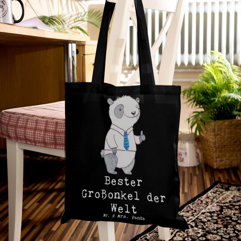 Tragetasche Panda Bester Großonkel der Welt Beuteltasche, Beutel, Einkaufstasche, Jutebeutel, Stoffbeutel, Tasche, Shopper, Umhängetasche, Strandtasche, Schultertasche, Stofftasche, Tragetasche, Badetasche, Jutetasche, Einkaufstüte, Laptoptasche, für, Dankeschön, Geschenk, Schenken, Geburtstag, Geburtstagsgeschenk, Geschenkidee, Danke, Bedanken, Mitbringsel, Freude machen, Geschenktipp, Großonkel, Onkel