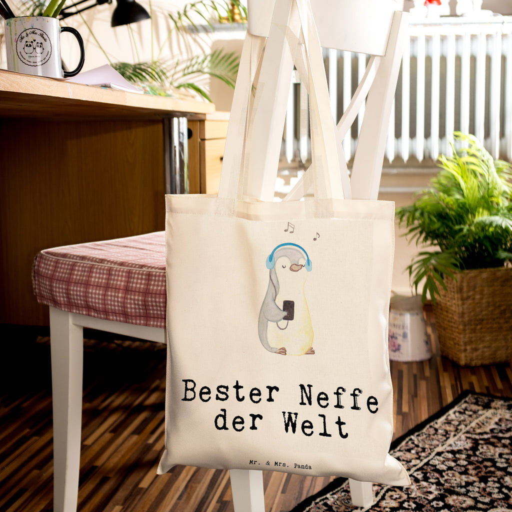 Tragetasche Pinguin Bester Neffe der Welt Beuteltasche, Beutel, Einkaufstasche, Jutebeutel, Stoffbeutel, Tasche, Shopper, Umhängetasche, Strandtasche, Schultertasche, Stofftasche, Tragetasche, Badetasche, Jutetasche, Einkaufstüte, Laptoptasche, für, Dankeschön, Geschenk, Schenken, Geburtstag, Geburtstagsgeschenk, Geschenkidee, Danke, Bedanken, Mitbringsel, Freude machen, Geschenktipp, Neffe, Onkel, Tante, Patentante, Patentonkel, Patenkind, Taufe, Sohn der Schwester, Sohn des Bruders, Bester