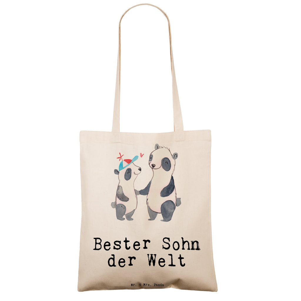 Tragetasche Panda Bester Sohn der Welt Beuteltasche, Beutel, Einkaufstasche, Jutebeutel, Stoffbeutel, Tasche, Shopper, Umhängetasche, Strandtasche, Schultertasche, Stofftasche, Tragetasche, Badetasche, Jutetasche, Einkaufstüte, Laptoptasche, für, Dankeschön, Geschenk, Schenken, Geburtstag, Geburtstagsgeschenk, Geschenkidee, Danke, Bedanken, Mitbringsel, Freude machen, Geschenktipp, Sohn, Sohnemann, Söhnchen, Bube, Bub, Nachwuchs, Nachkomme, Kind, Familie, Vater, Belohnung