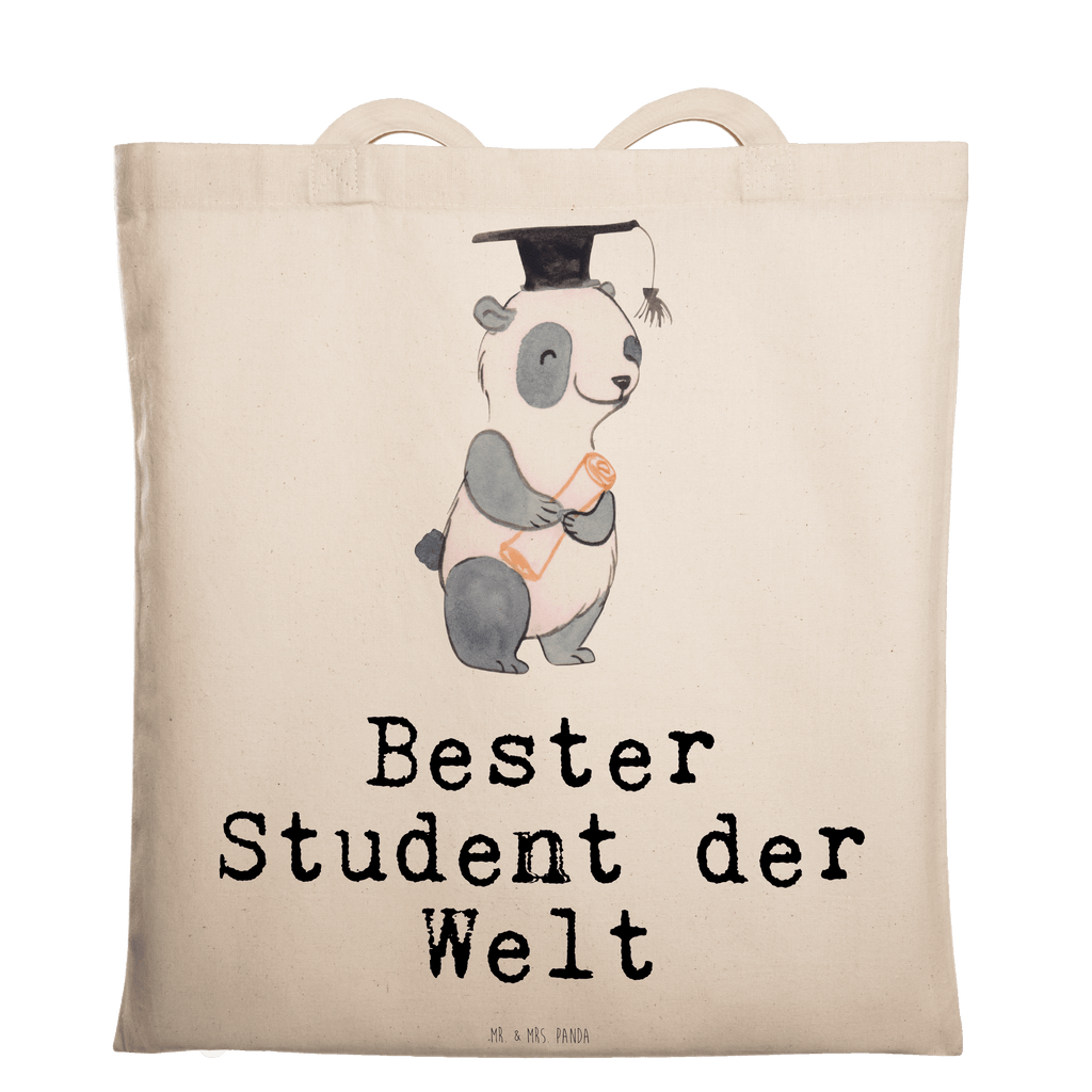 Tragetasche Panda Bester Student der Welt Beuteltasche, Beutel, Einkaufstasche, Jutebeutel, Stoffbeutel, Tasche, Shopper, Umhängetasche, Strandtasche, Schultertasche, Stofftasche, Tragetasche, Badetasche, Jutetasche, Einkaufstüte, Laptoptasche, für, Dankeschön, Geschenk, Schenken, Geburtstag, Geburtstagsgeschenk, Geschenkidee, Danke, Bedanken, Mitbringsel, Freude machen, Geschenktipp, Student, Studium, Sohn, Spaß, Musterschüler, lustig, Studienabschluss, witzig, Universität, Abschluss, Alumni, Uni, Studenten, Hochschule