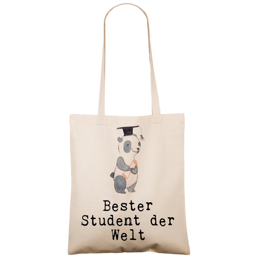 Tragetasche Panda Bester Student der Welt Beuteltasche, Beutel, Einkaufstasche, Jutebeutel, Stoffbeutel, Tasche, Shopper, Umhängetasche, Strandtasche, Schultertasche, Stofftasche, Tragetasche, Badetasche, Jutetasche, Einkaufstüte, Laptoptasche, für, Dankeschön, Geschenk, Schenken, Geburtstag, Geburtstagsgeschenk, Geschenkidee, Danke, Bedanken, Mitbringsel, Freude machen, Geschenktipp, Student, Studium, Sohn, Spaß, Musterschüler, lustig, Studienabschluss, witzig, Universität, Abschluss, Alumni, Uni, Studenten, Hochschule