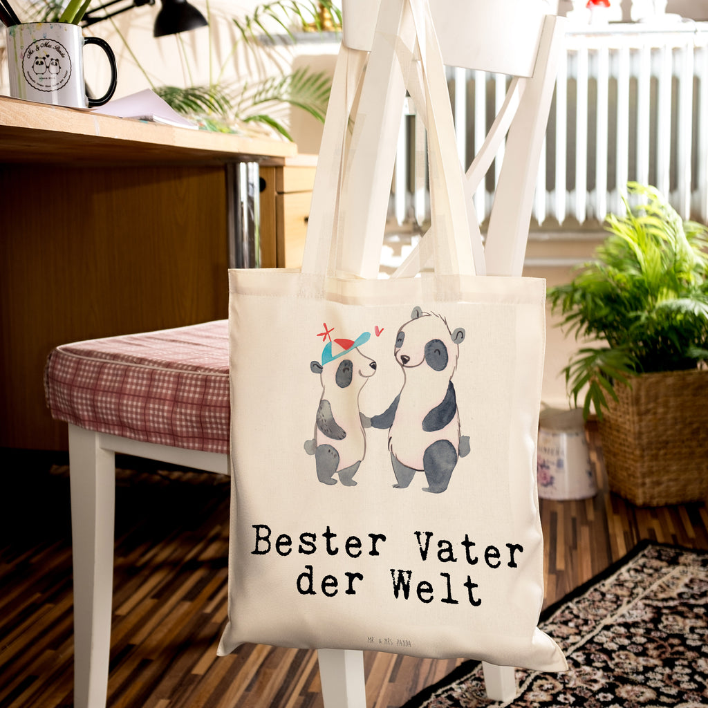 Tragetasche Panda Bester Vater der Welt Beuteltasche, Beutel, Einkaufstasche, Jutebeutel, Stoffbeutel, Tasche, Shopper, Umhängetasche, Strandtasche, Schultertasche, Stofftasche, Tragetasche, Badetasche, Jutetasche, Einkaufstüte, Laptoptasche, für, Dankeschön, Geschenk, Schenken, Geburtstag, Geburtstagsgeschenk, Geschenkidee, Danke, Bedanken, Mitbringsel, Freude machen, Geschenktipp, Vater, Papa, Dad, Daddy, Paps, Papi, Vati, Eltern, Geschenk Vater, Mann, Familie, Bester, Kleinigkeit