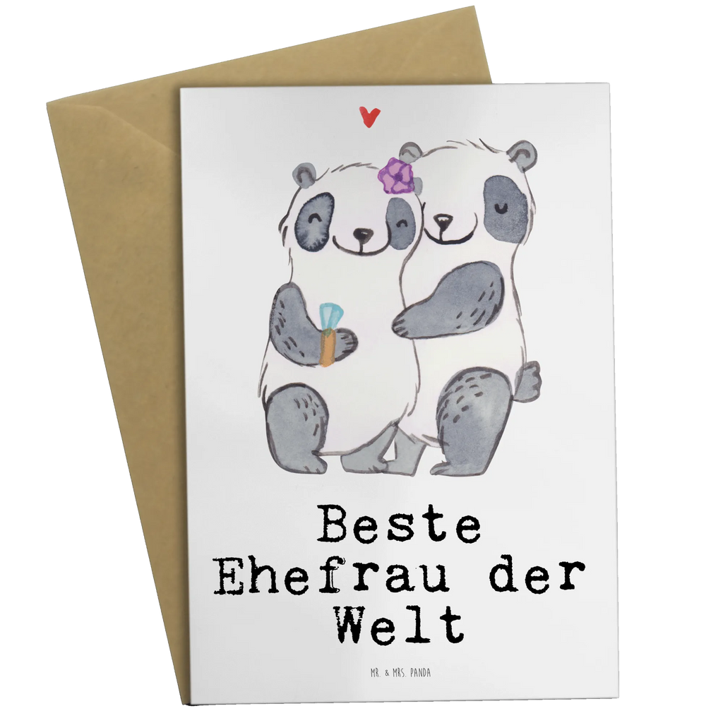 Grußkarte Panda Beste Ehefrau der Welt Grußkarte, Klappkarte, Einladungskarte, Glückwunschkarte, Hochzeitskarte, Geburtstagskarte, Karte, Ansichtskarten, für, Dankeschön, Geschenk, Schenken, Geburtstag, Geburtstagsgeschenk, Geschenkidee, Danke, Bedanken, Mitbringsel, Freude machen, Geschenktipp, Ehefrau, Beste, Frau, Partnerin, Freundin, Traumfrau, Hochzeit, Liebling, Ehepartner, Ehe, Gattin, Lebensgefährtin, Braut, Kleinigkeit