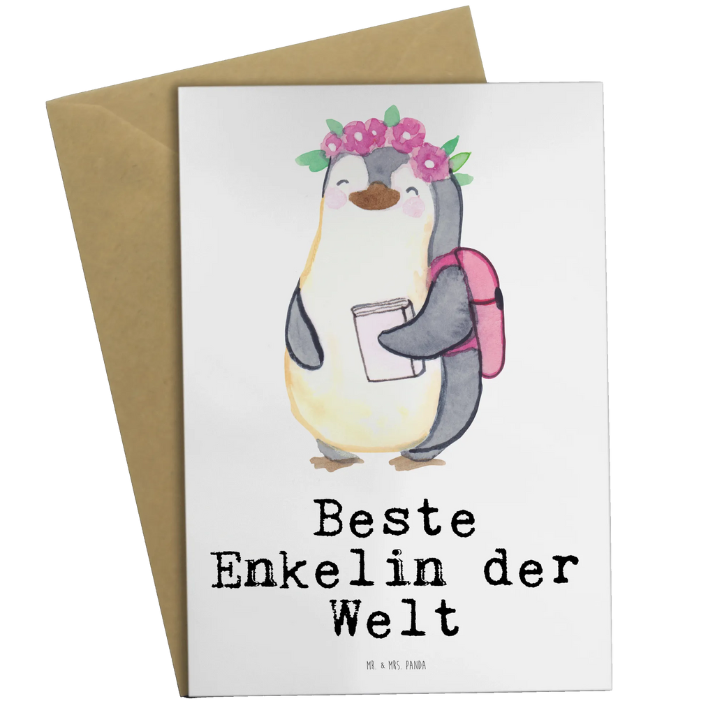 Grußkarte Pinguin Beste Enkelin der Welt Grußkarte, Klappkarte, Einladungskarte, Glückwunschkarte, Hochzeitskarte, Geburtstagskarte, Karte, Ansichtskarten, für, Dankeschön, Geschenk, Schenken, Geburtstag, Geburtstagsgeschenk, Geschenkidee, Danke, Bedanken, Mitbringsel, Freude machen, Geschenktipp, Enkelin, Enkelkind, Enkeltochter, Oma, Opa, Kind von Tochter, Kind von Sohn, Großtochter, Taufe