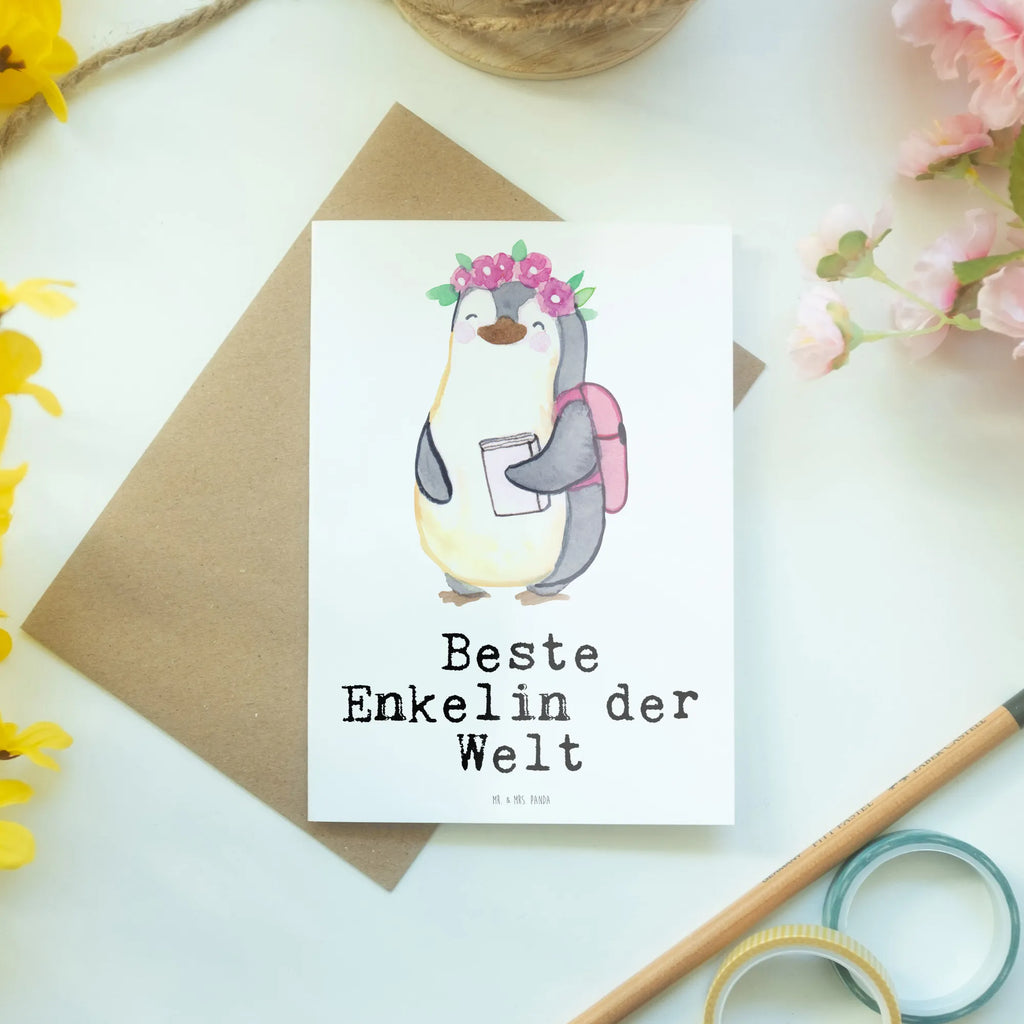 Grußkarte Pinguin Beste Enkelin der Welt Grußkarte, Klappkarte, Einladungskarte, Glückwunschkarte, Hochzeitskarte, Geburtstagskarte, Karte, Ansichtskarten, für, Dankeschön, Geschenk, Schenken, Geburtstag, Geburtstagsgeschenk, Geschenkidee, Danke, Bedanken, Mitbringsel, Freude machen, Geschenktipp, Enkelin, Enkelkind, Enkeltochter, Oma, Opa, Kind von Tochter, Kind von Sohn, Großtochter, Taufe