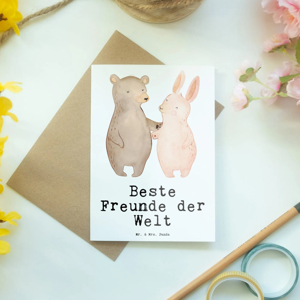 Grußkarte Hase Beste Freunde der Welt Grußkarte, Klappkarte, Einladungskarte, Glückwunschkarte, Hochzeitskarte, Geburtstagskarte, Karte, Ansichtskarten, für, Dankeschön, Geschenk, Schenken, Geburtstag, Geburtstagsgeschenk, Geschenkidee, Danke, Bedanken, Mitbringsel, Freude machen, Geschenktipp, Freunde, best friends, Freundschaft, Freundin, Freund, Clique, Kumpel, bae, bff